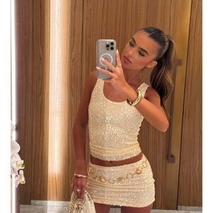 Sequin Tank Top and Skirt Set